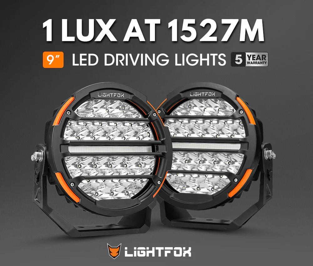 LIGHTFOX 9" Osram LED Driving Lights Round Black Spotlight DRL with wiring harness - Image 2