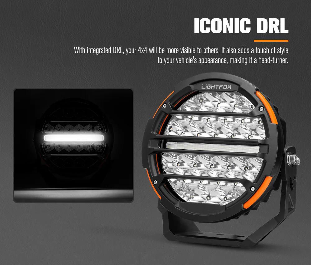 LIGHTFOX 9" Osram LED Driving Lights Round Black Spotlight DRL with wiring harness - Image 3