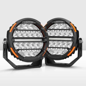 LIGHTFOX 9" Osram LED Driving Lights Round Black Spotlight DRL with wiring harness