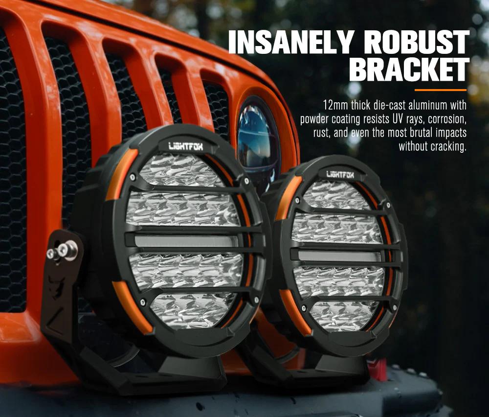 LIGHTFOX 9" Osram LED Driving Lights Round Black Spotlight DRL with wiring harness - Image 5