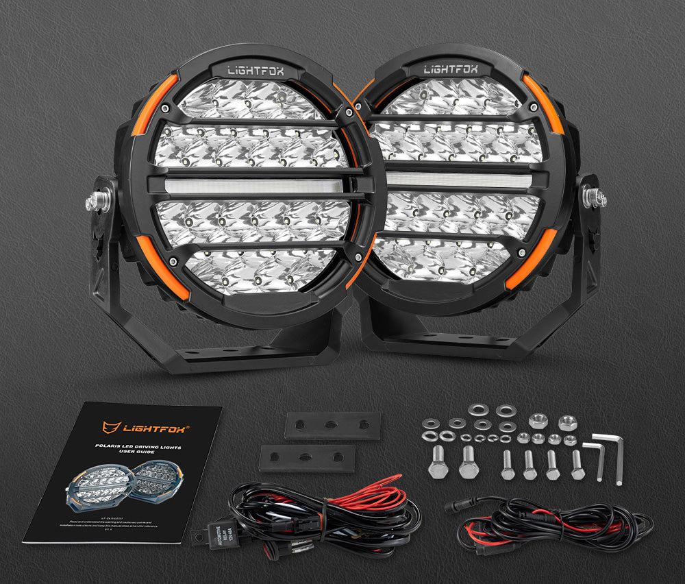 LIGHTFOX 9" Osram LED Driving Lights Round Black Spotlight DRL with wiring harness - Image 7