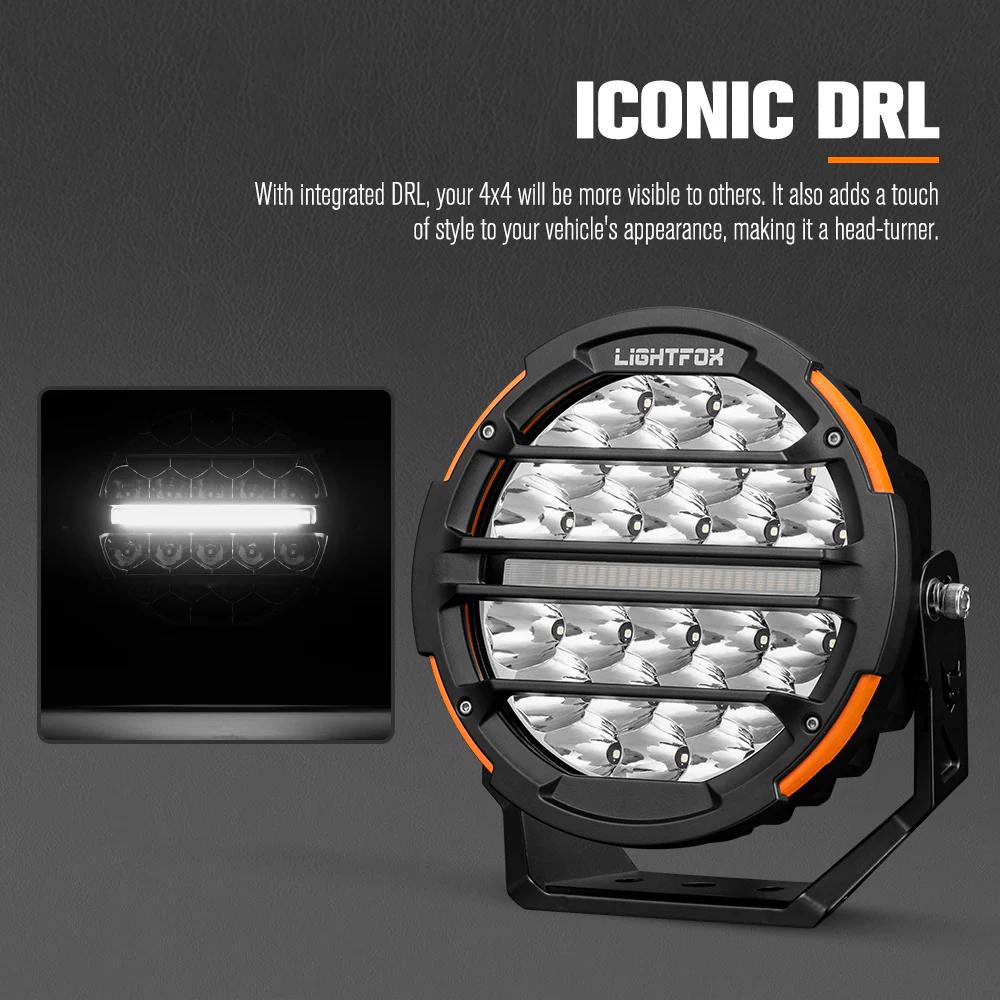 Lightfox Polaris Pair 7inch Osram LED Driving Lights 1Lux@1,230m IP68 15,972LM with wiring harness - Image 3