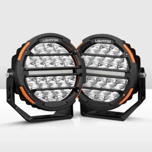 Lightfox Polaris Pair 7inch Osram LED Driving Lights 1Lux@1,230m IP68 15,972LM with wiring harness