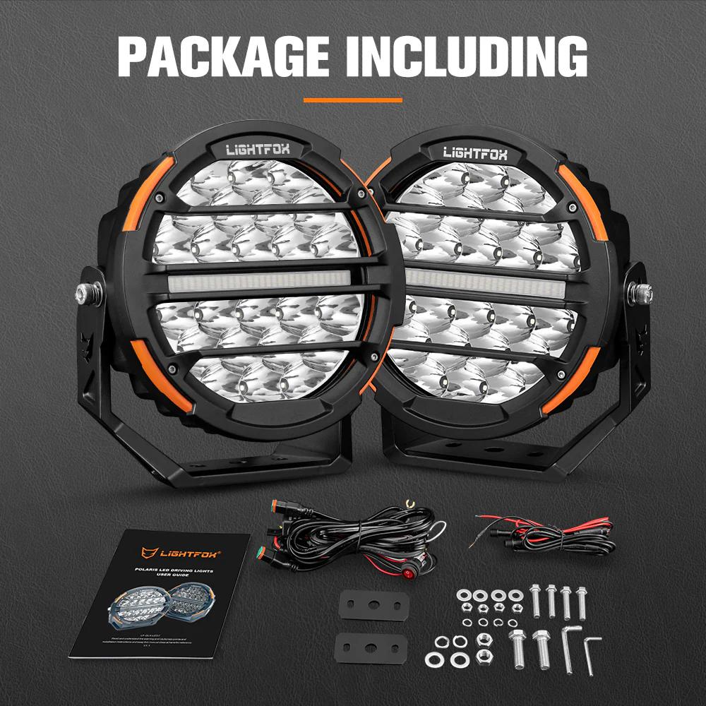 Lightfox Polaris Pair 7inch Osram LED Driving Lights 1Lux@1,230m IP68 15,972LM with wiring harness - Image 7