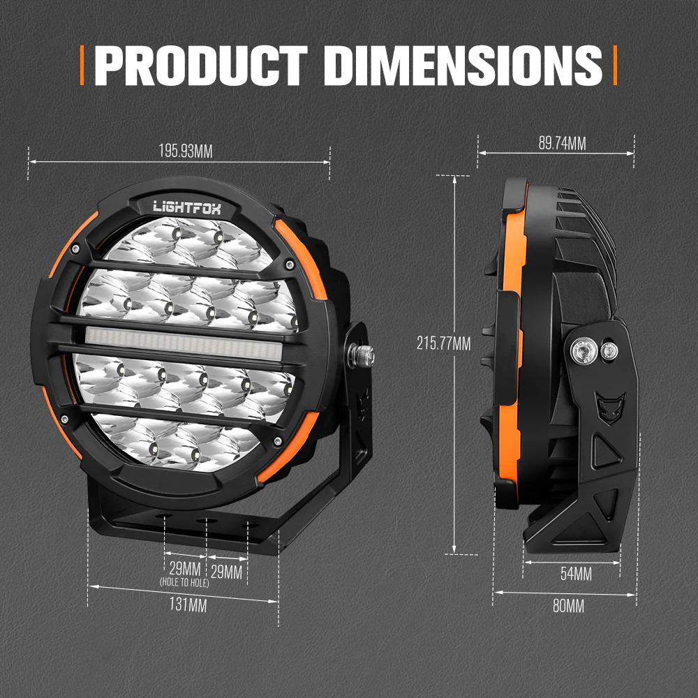 Lightfox Polaris Pair 7inch Osram LED Driving Lights 1Lux@1,230m IP68 15,972LM with wiring harness - Image 8