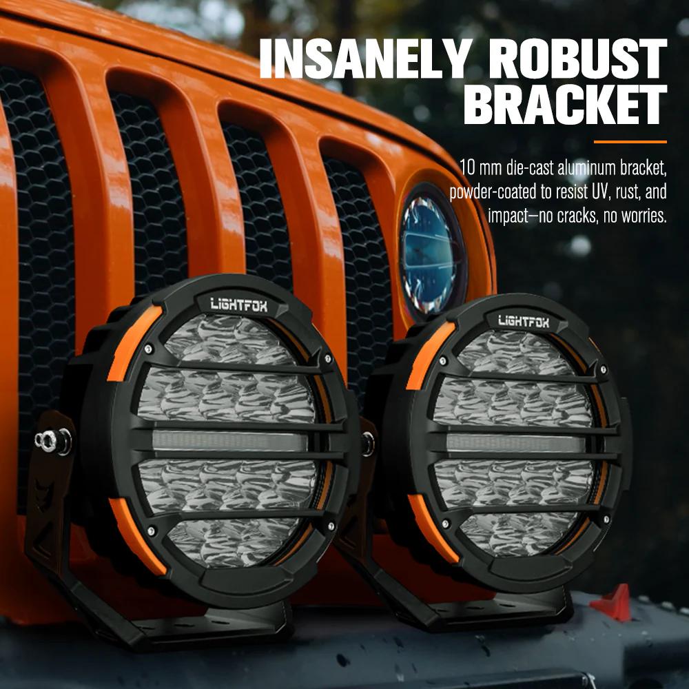 Lightfox Polaris Pair 7inch Osram LED Driving Lights 1Lux@1,230m IP68 15,972LM with wiring harness - Image 9