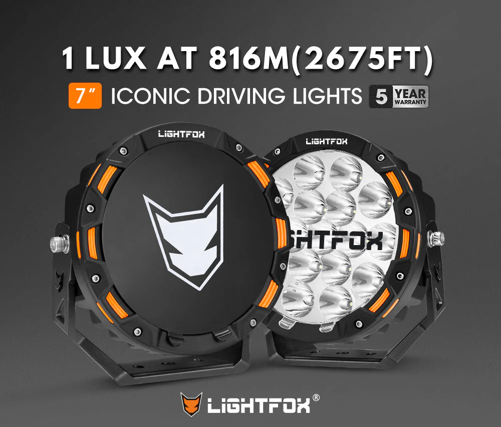 Lightfox 7-Inch LED Driving Lights – Pair | 12,603 Lumens | 1Lux @ 816m - Image 2