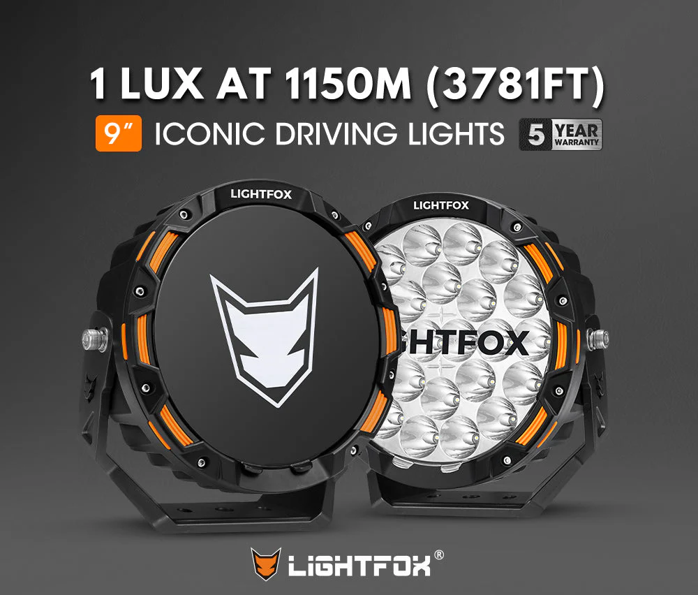 Lightfox 9inch LED Driving Light 1Lux@3,781ft/1,150m IP68 20,200 Lumens - Image 2