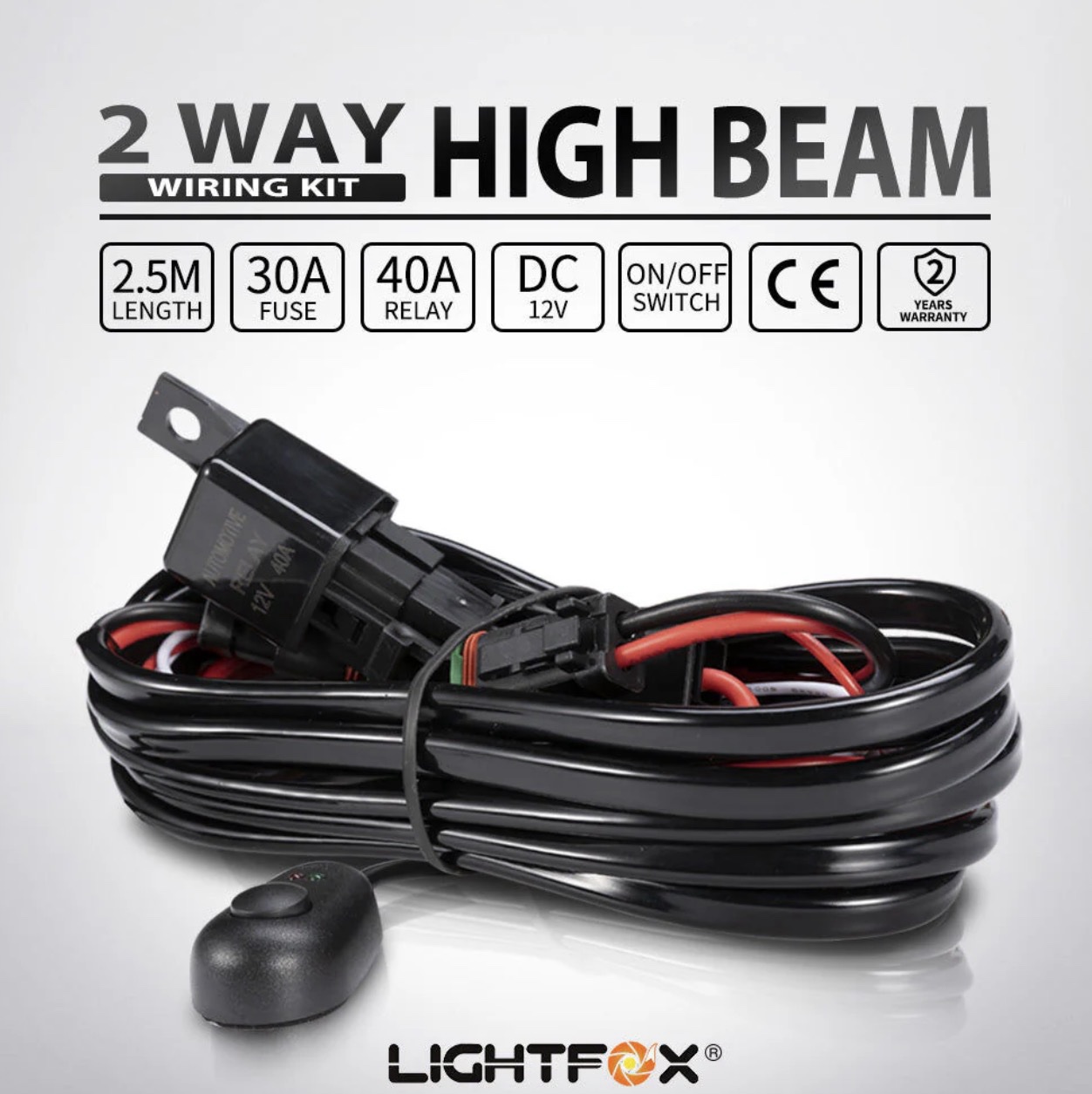 Lightfox 2 Way High Beam Wiring Loom Harness - Image 2