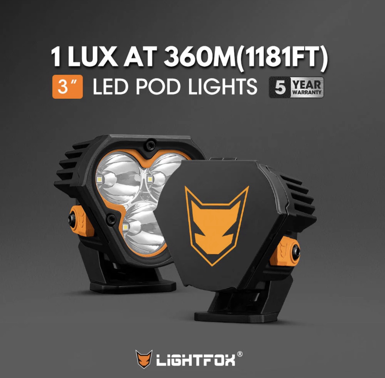 Lightfox Cygnus-3 3-Inch LED Pod Lights – Pair | 3,236 Lumens | 1Lux @ 360m - Image 2