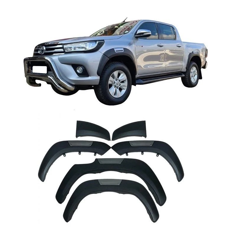Toyota Hilux Rocco Style Fender Flares Wheel Arches with Grey Inserts (Fits 2016–2020)