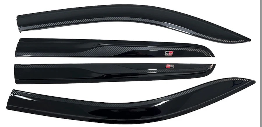 Toyota Hilux Revo / Travo (2016–2026) GR Weather Guards – Gloss Black with Carbon Inlay